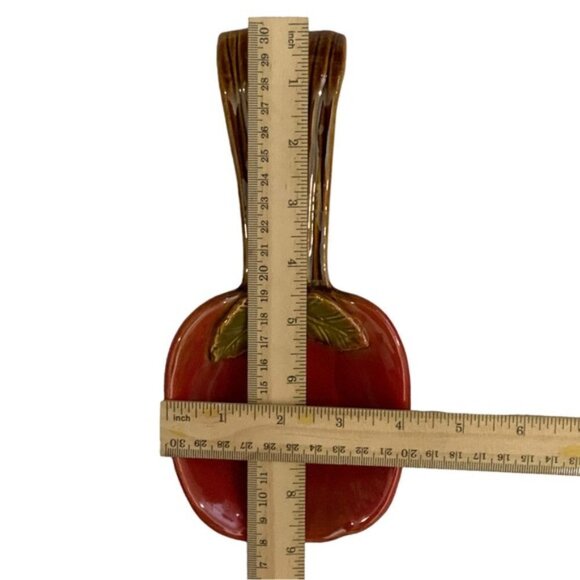 Apple Theme Spoon Rest Rich Rustic Harvest Apple Artisan Ceramic Hand Painted - Picture 7 of 16